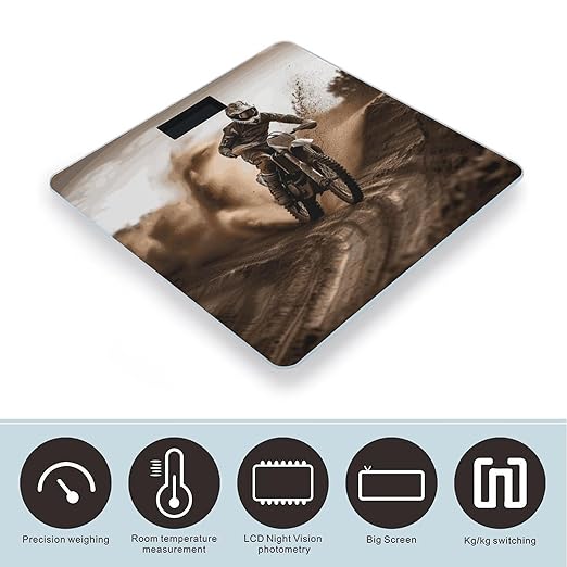 Digital Bathroom Scale for Body Weight Scale with Bright LCD Display High Accuracy Step-On Technology Auto On/Off Motocross Digital Scales 400 Lbs /180kg