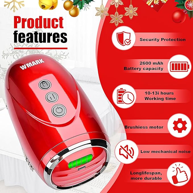 WMARK Barber Massager/Cordless HandheldMassager Charge Neck/Legs/Hand/FaceMassager 2 Massage Nodes 2600AMHRed