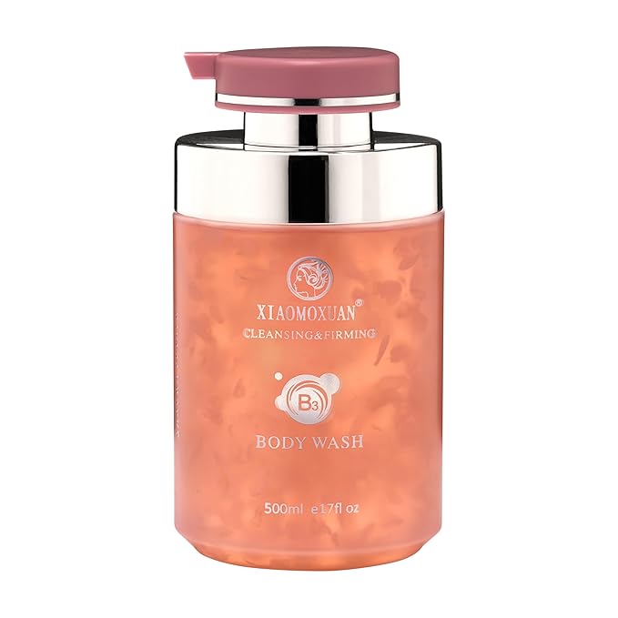 Xiaomoxuan Vitamin B3 Body Wash for Extra-Dry Skin - Jasmine and Sakura Body-Wash for Hyperpigmentation - Wrinkle-Smoothing Cleansing and Firming Skin-Care Moisturizer with Pump for Women and Men