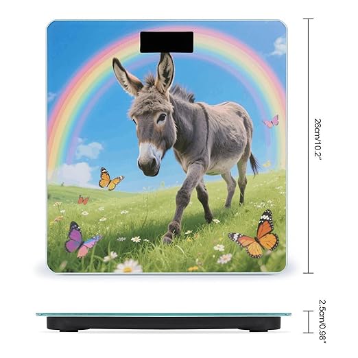 Donkey Butterflies (Rainbow) Weight Scale Cute Bathroom Scale for Body Highly Accurate Digital Weighing Machine for People Compact LCD Display Scales with Sturdy Toughened Glass Scales