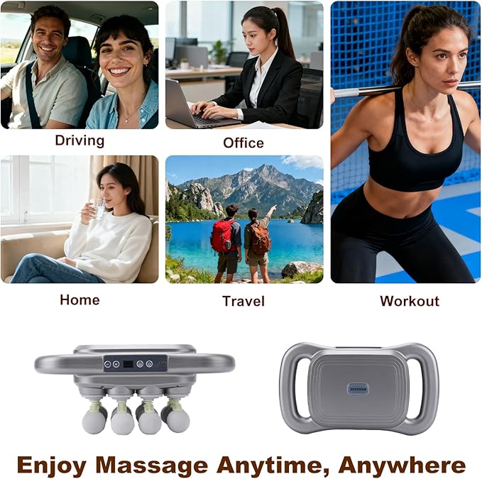 16-Head Massage Gun Set Deep Tissue Back Massager with 9 Modes &amp 9 Speed Settings for Shoulders Upper Arms Buttocks Legs (Dark Grey)