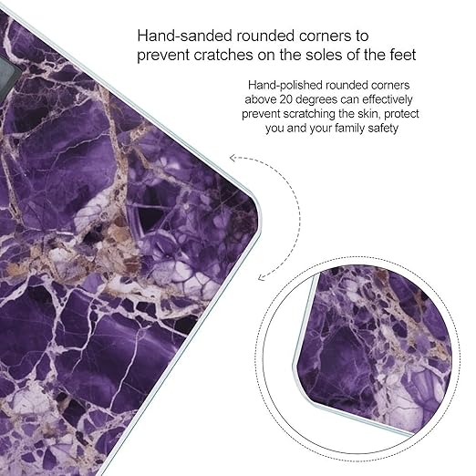 Marble Purplem Scale for Body Weight High Precision Digital Weight Scales with LCD Display Anti-Slip Sturdy Slim Tempered Glass Bathroom Scale for Home Use