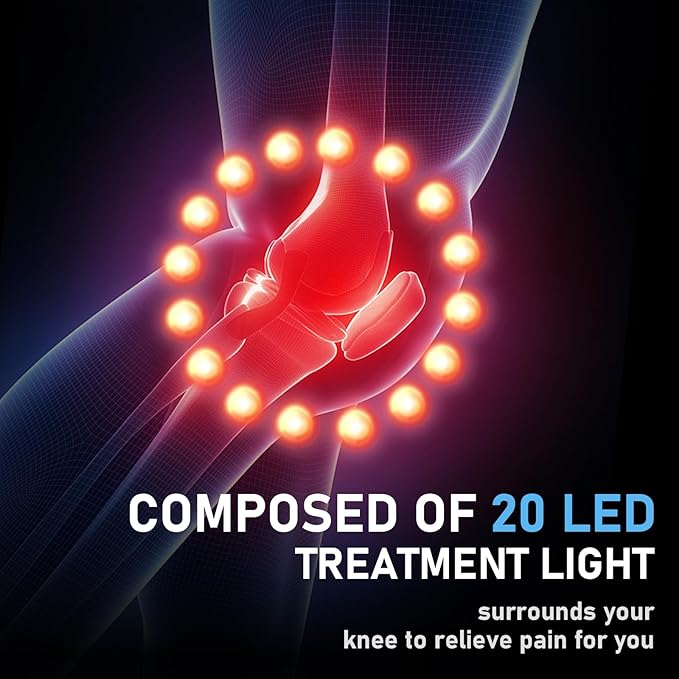 Knee Massager 4 in 1 with Heat Vibration Red Light and 3D Massage Cordless Portable Rechargeable Gifts for Family and Friends