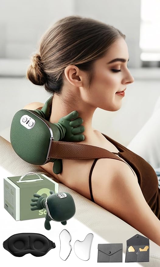 4D Wireless Massager – Shiatsu Deep Tissue Relief with Heat 2026 New Bionic Tissue Shiatsu Electric Massage 3-Speed Massage Modes Adjustment for Necks Back Shoulders Legs (1Set)