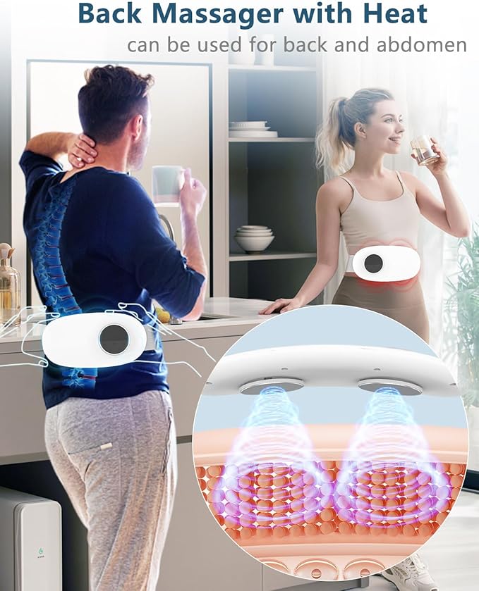 Heating Pad for Back Pain Relief-Lower Back Massager with HeatAbdominal Belly Massagers with 6 Massage&amp16 Levels3 HeatedCordless Portable Travel Waist Wrap BeltMothers Day Gifts for Him Her