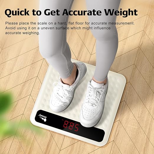 himaly Digital Body Weight Scale Bathroom Scale Step-On Technology High Precision Measurements Scales with Large Non Slip Silicone Platform and LCD Digital Display 400lbs/180kg Capacity White