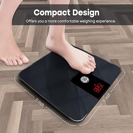 GE Digital Bathroom Scale for Weight Smart Bluetooth Body Weight and BMI Electronic Black Weighing Scale for Bath Home Accurate 400lb Capacity (Pack of 2)