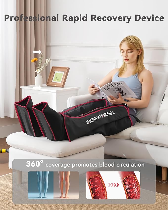 KingPavonini Leg Compression Massager for Circulation Professional Air Compression Boots Sequential Full Leg Massager for Circulation and Pain Relief FSA Recovery Boots for Athletes Men Women