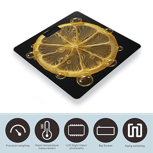 Lemon Art Slice Scale for Body Weight Digital Bathroom Scale Accurate Smart Weight Scales with Large Display Weighing Machine High Precision Scales