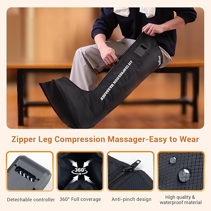 Mynt Full Leg Air Compression Massager Sequential Cordless Compress Therapy Machine for Circulation Pain Relief Rechargeable Leg Massage Recovery System with Multiple Modes &amp Intensities for Ath
