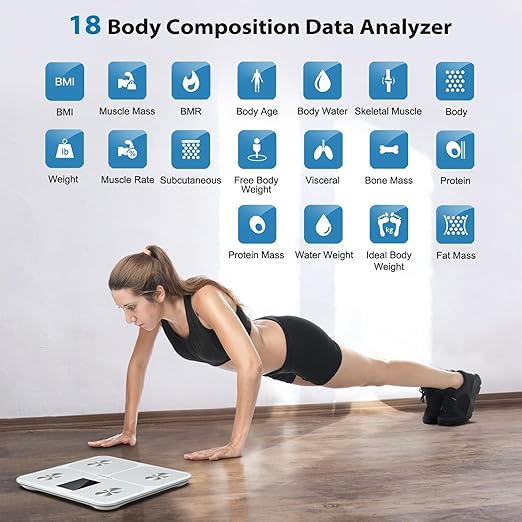 ABLEGRID Smart Bathroom Scale for Body Weight Digital Body Fat Scale with LED Column Trend DisplayBMIMuscle MassBody Type Accurate Home Weighing Scale for People with APP-Free Mode400lb