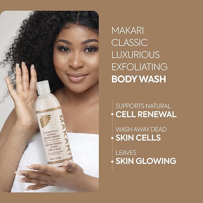 Makari Classic Luxurious Exfoliating Body Wash (500 ml) | Brightening &amp Exfoliating Body Cleanser | Removes Dead Skin Cells &amp Unclogs Pores | Recommended for All Skin Types