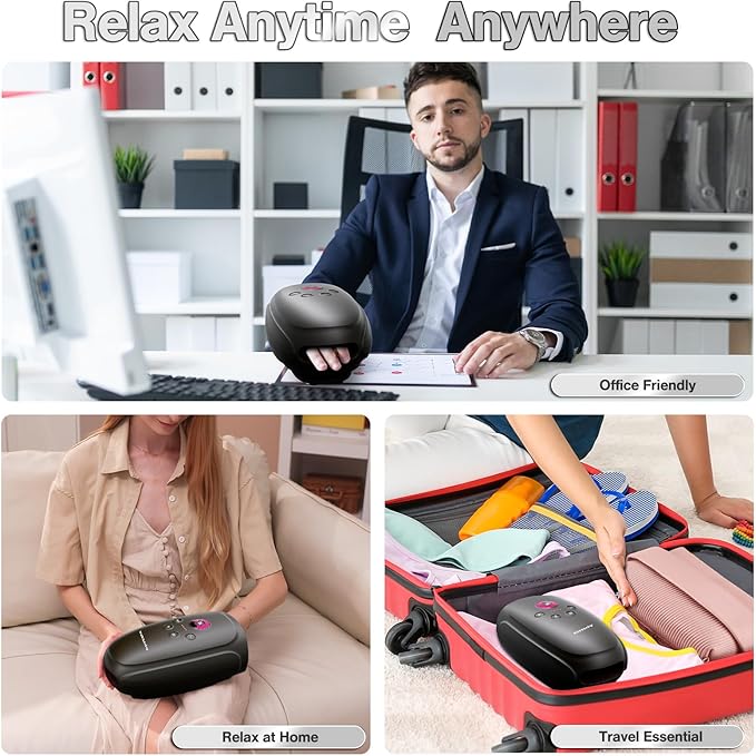 Hand Massager with Heat and Compression Cordless Hand and Wrist Massager for Arthritis and Carpal Tunnel Rechargeable Gifts for Women Men Dark Grey