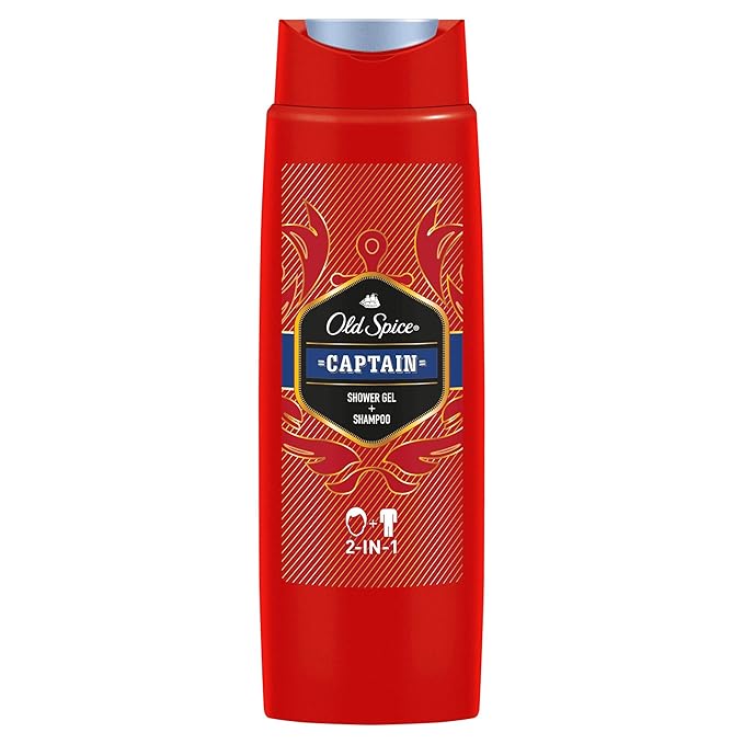 Old Spice Captain Shower Gel and Shampoo for Men (6 x 250 ml) 2-in-1 Shower Gel + Shampoo with Male Long-Lasting Fragrance Pack of 6 (1 Pack)
