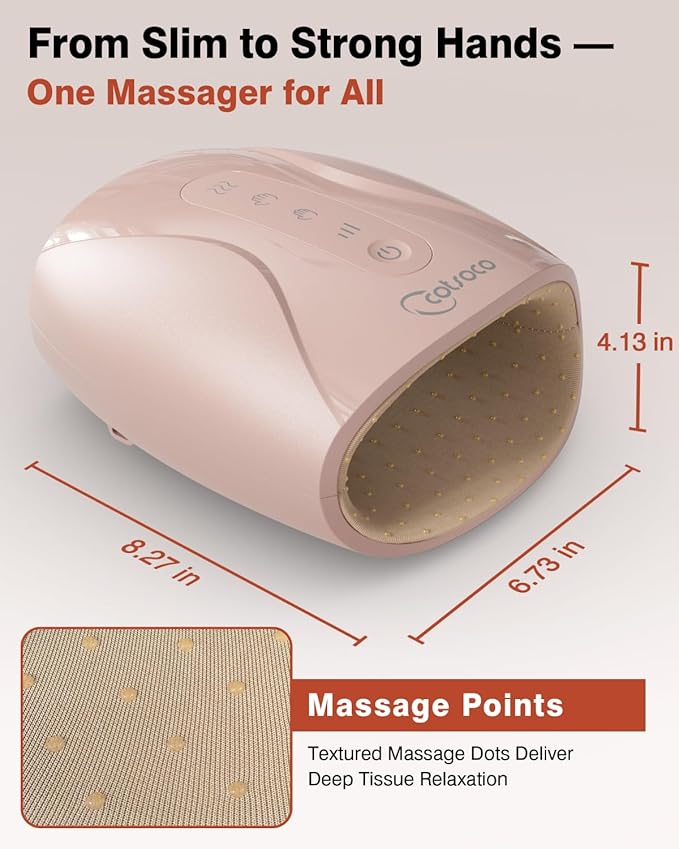cotsoco Hand Massager Cordless Electric Hand Massager for Arthritis and Carpal Tunnel 6 Levels Therapy Massager with Heat and Compression Birthday Gifts for Women Husband Gifts for Men Women
