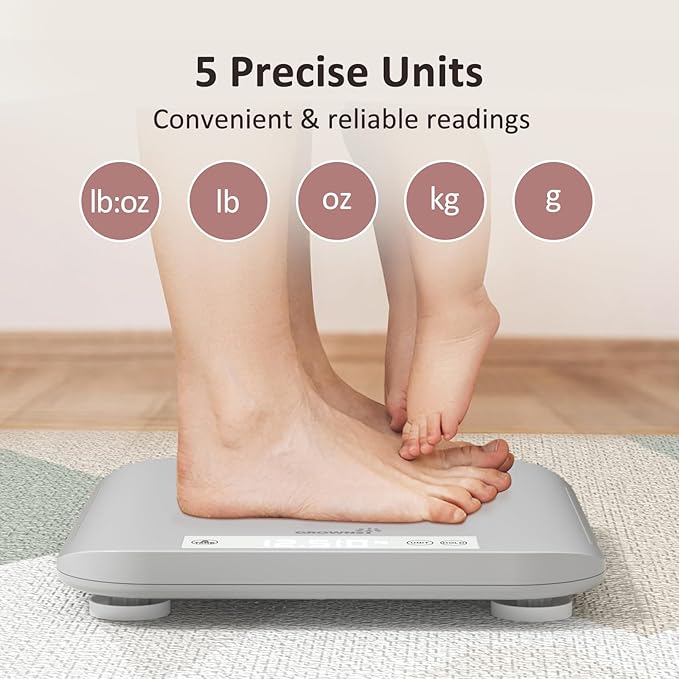 Multifunctional Baby &amp Pet Scale - Weigh Up to 330lbs Digital with Hold Function Height Measurement 5 Units LED Screen Grey