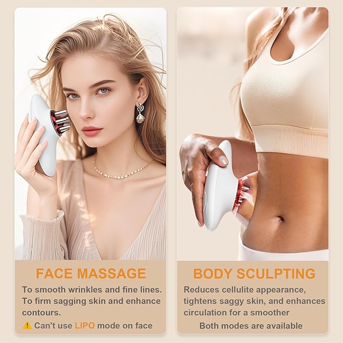 Body Sculpting Machine Professional Cordless Handheld Massager Electric Cupping Therapy Massager – for Belly Waist Arms Leg Home Tool for Women (White)