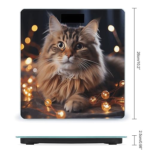 Cat Hanging Christmas Lights Digital Bathroom Scale for Body Weight Weighing Scale with Backlit LCD Display High Precision Measurements &amp Measures Weight Up to 180kg