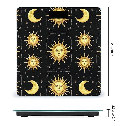 Automatic Switch Digital Bathroom Weighing Scale Smart Scale for Body Weight Gold Sun Crescent Moon Star