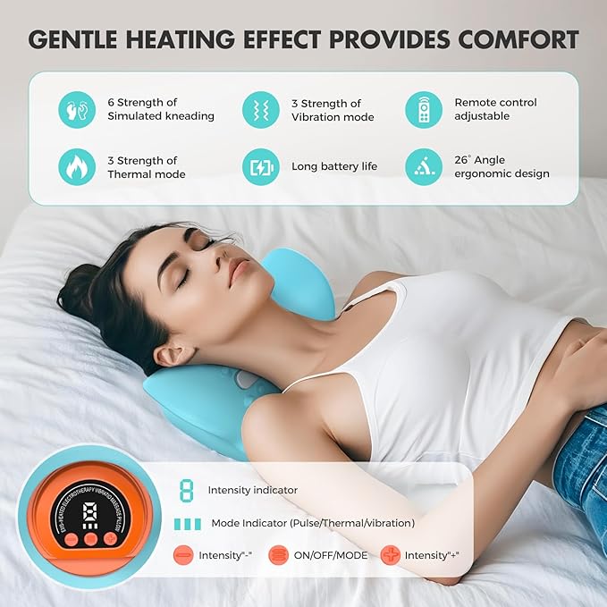 Smedz Neck Massager 2026 New Upgrade 3 in 1 Portable Massager with Heat &ampComfortable Stretching–Adjustable Intensity for Neck &amp Shoulder Relaxation at Home Office