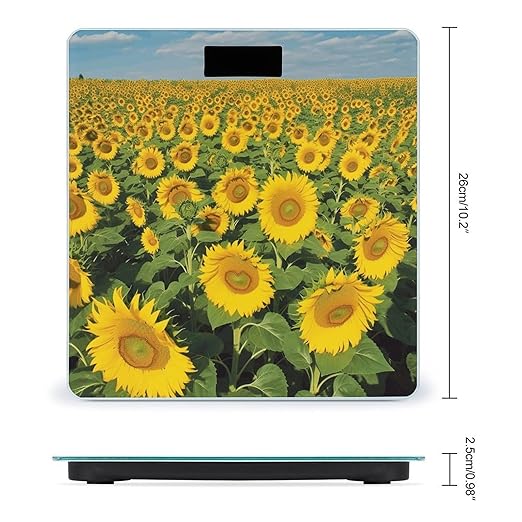 Many Beautiful Sunflowers Scale for Body Weight Accurate Digital Bathroom Scale Toughened Glass High Precision Scales Smart Weight Scales with Large LCD Backlight Display Weighing Machine