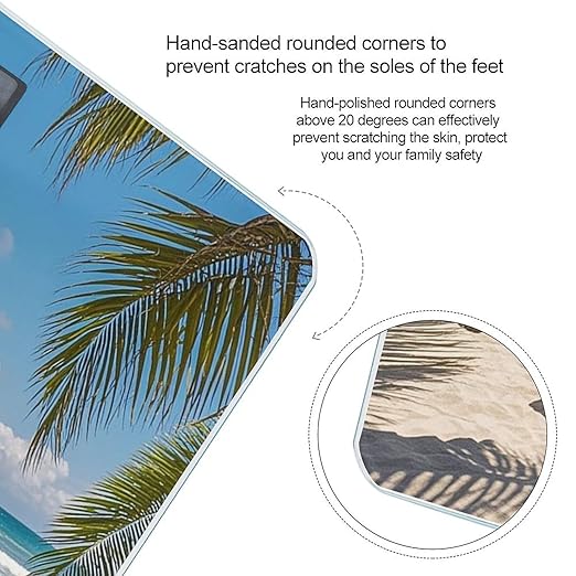 Ocean Beach Theme Scale for Body Weight Smart Scales Digital Bathroom Scale High Precision Weighing Scales with Large Display Weighing Machine for People