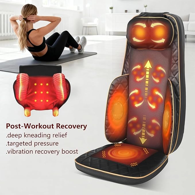 Neck and Back Massager with Heat - Shiatsu Full Back Walking Massager with Deep Kneading &amp Seat Cushion Vibration for Chair and Home Pain Relief Dual-Neck Detachable and Height Adjustment