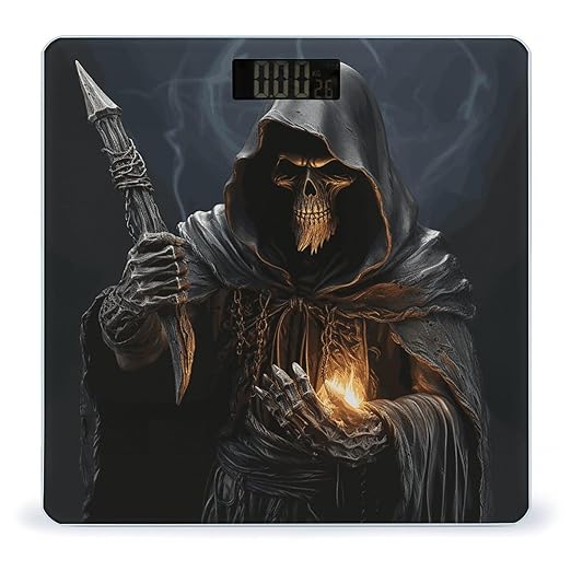 Digital Bathroom Scale for Body Weight Scale with Bright LCD Display High Accuracy Step-On Technology Auto On/Off Grim-Reaper Digital Scales 400 Lbs /180kg