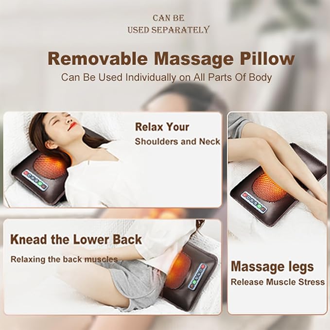 Vibration Massage MatFull Body Vibrating Heating Massage Pad10 Vibration Motors3 Strength Adjustments with Detachable Neck Massage Headrest and Multifunctional LegFoot Massagersfor Home Office