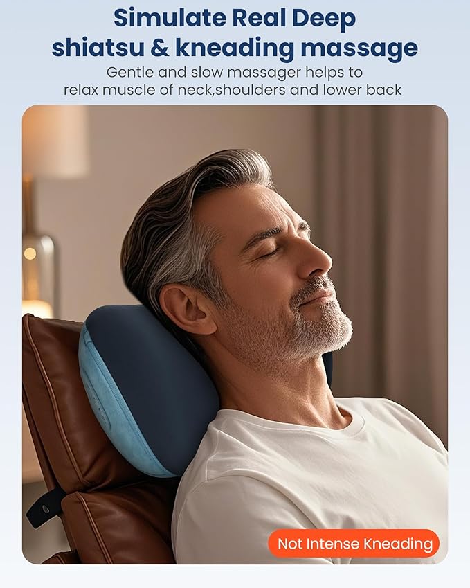 COMFIER Shiatsu Neck and Back Massager with Heat Neck Massager Pillow with 3D Kneading Deep Tissue Cordless &amp Portable Soothes Muscle Tension at Home Office TravelIdeal for Men &amp Women