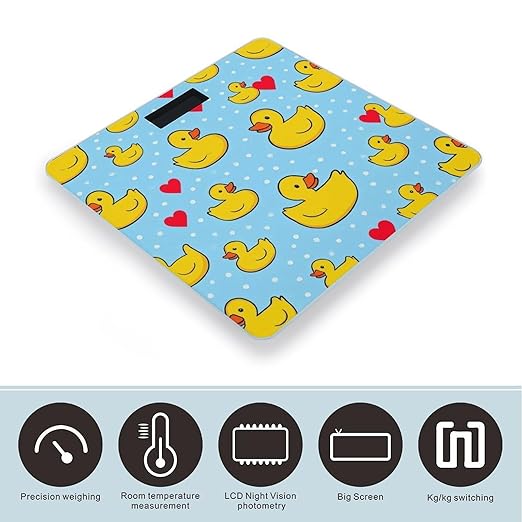 Digital Bathroom Weighing Scale Energy Saving Scale Smart Scale for Body Weight Pink Heart Polka Dots Blue Yellow Rubber Ducks