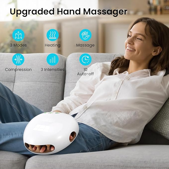 NOWWISH Hand Massager with Heat and Compression for Arthritis and Carpal Tunnel Relief Electric Cordless Hand Massager with 3 Heat Settings &amp 3 Compression Levels Mothers Day Gifts for Mom Wife