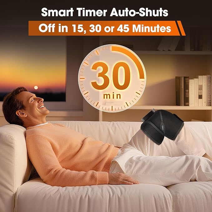 Cordless Heated Knee Massager for Pain Relief Knee Heating Pad for Knee Arthritis Heating Pad for Knee Pain 6 Heatings 3 Vibrations 3 Timers Adjustable Strap for Shoulder Elbow Knee