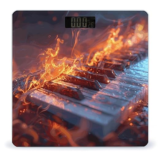 Ice and Fire Music Key Scale for Body Weight Highly Accurate Digital Bathroom Body Scale Digital Bathroom Scales for People Anti-Slip Large LCD Display Smart Scales
