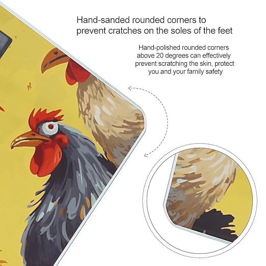 Art Chicken Painting Scale for Body Weight Safe Rounded Corners Tempered Glass Digital Bathroom Scale LED Display 400lb Capacity Weight Scales with High Precision Sensors