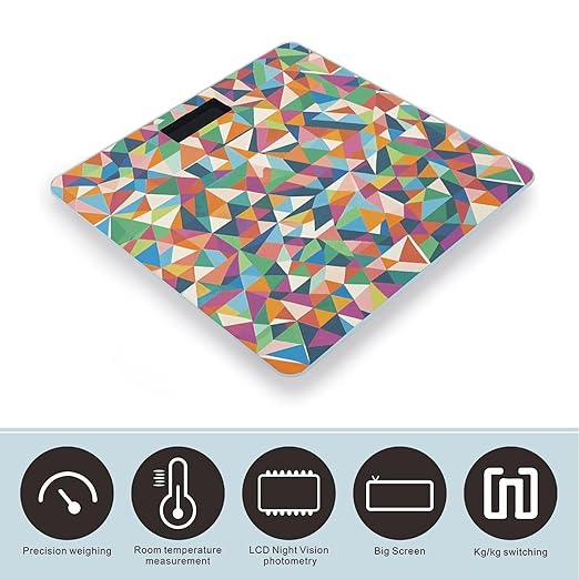 Pattern Made of Triangles Scale for Body Weight Digital Bathroom Scale Accurate Smart Weight Scales with Large Display Weighing Machine High Precision Scales