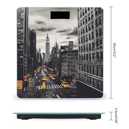 Love from New York Scale for Body Weight Anti-Slip Tempered Glass Digital Bathroom Scales Clear LCD Display Weighing Scale Safe Rounded Corners Smart Scales