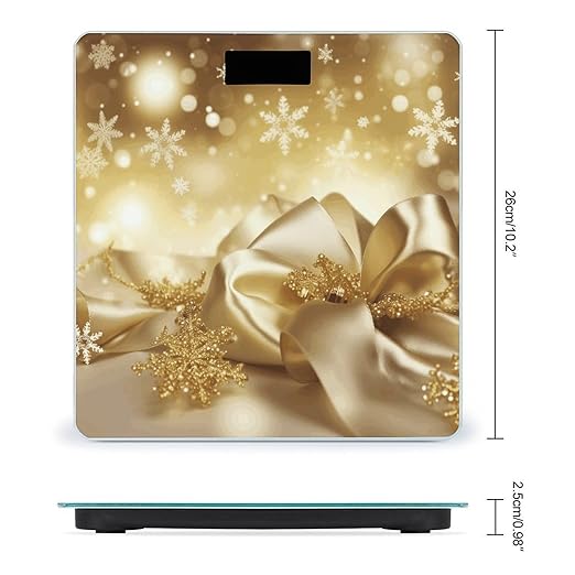Gold Silk Christmas Scale for Body Weight High Precision Digital Weight Scales with LCD Display Anti-Slip Sturdy Slim Tempered Glass Bathroom Scale for Home Use