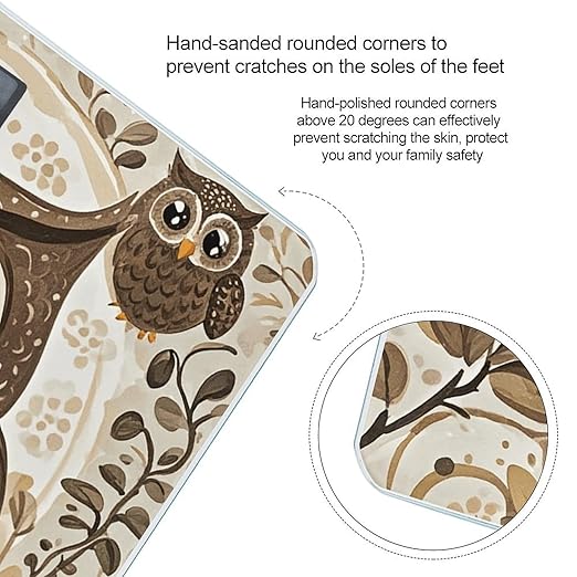 Cute Brown Cartoon Owls Weight Scale Large Bathroom Scales Digital Weight with Bright LED Display Non Slip Automatic Weighing Scale Fashion Weighing Machine for Body