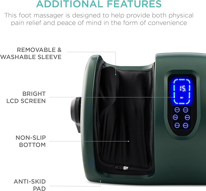Best Choice Products Heated Shiatsu Foot Massager for Pain Relief Plantar Fasciitis Neuropathy Blood Circulation w/Compact Design - Dark Green