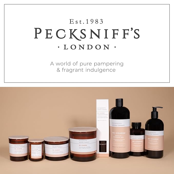 Pecksniff's Aroma:Therapy Re-Charge Shower Gel – Luxurious Moisturizing Bath &amp Body Cleanser 1000 ml/33.8 fl oz Bottle