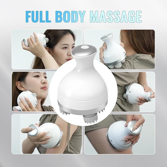 Electric Scalp Massager Cordless Hair Scalp Massager Portable Head Scratching Massager with 4 Modes Vibration Comb for Hair Growth Deep Cleansing and Stress Relaxation