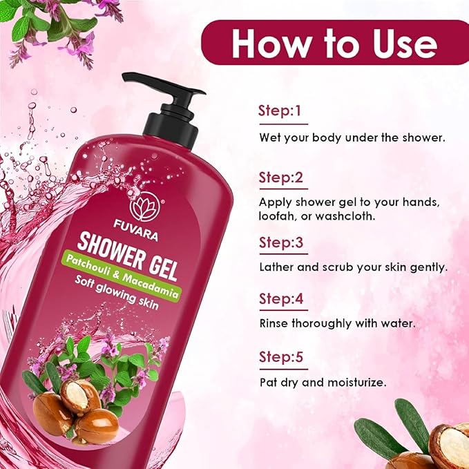 FAVRAVA Panchtoli Body Wash 1 Lit Pack 1 | Nourishing &amp Moisturizing Shower Gel for Men &amp Women | Gentle Cleansing Soft Smooth Skin &amp Daily Hydrating Bath Care for All Skin Types