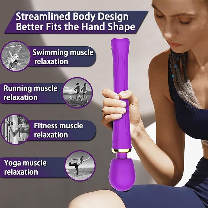 Rechargeable Personal Wand Massager - Travel - Quiet - Handheld Cordless Massager Relax Body Muscles - Perfect Back Legs Hand Pains and Sports