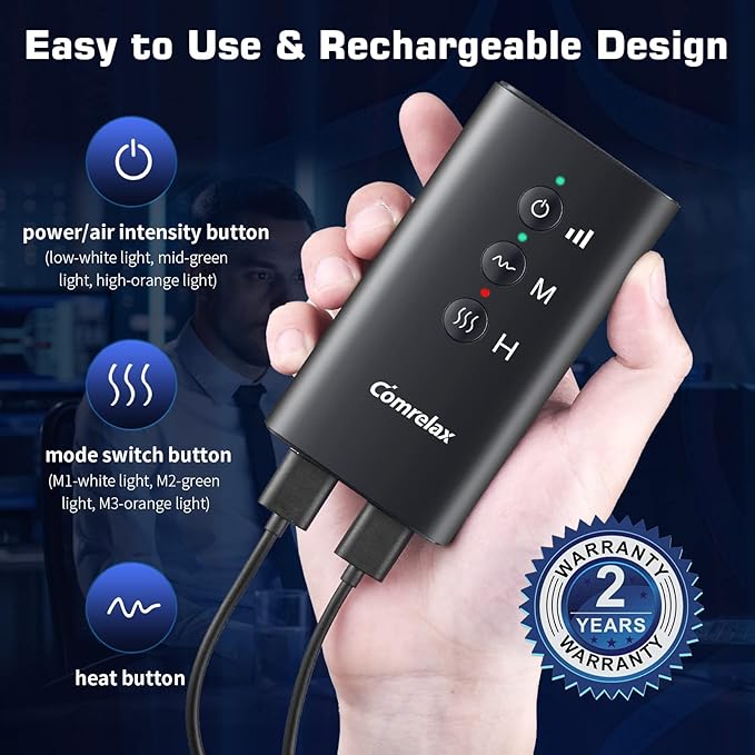 Rechargeable Leg Massager with Heat for Circulation Air Compression Pain Relief Calf Foot Massager Electric Machine Massage Handheld Controller 3 Intensities 3 Modes