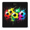 Men's Smart Scale for Body Weight Digital Bathroom Weighing Scale Automatic Switch Energy Saving Scale Colorful Paint Splash Ink Soccer Ball Football Black