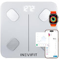 INEVIFIT Smart Body Fat Scale Highly Accurate Bluetooth Digital Bathroom Body Composition Analyzer Measures Weight Body Fat Water Muscle Visceral Fat &amp Bone Mass for Unlimited Users (Eco-Wht