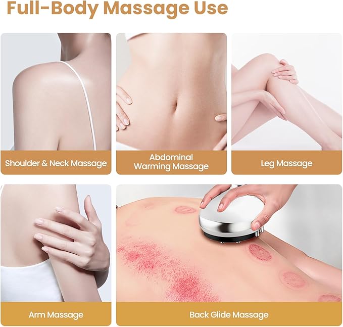 Electric 2-in-1 Body Massager for Relaxation Smooth Edge Glide Massage &amp Comfort Suction with Heat for Legs Arms &amp Abdomen Home Wellness Tool White