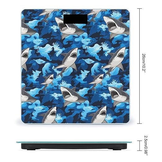 Women's Digital Bathroom Weighing Scale Automatic Switch Energy Saving Scale Smart Scale for Body Weight Cool Dinosaur and Ocean Sharks
