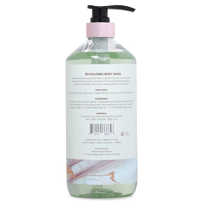Manna Kadar Beauty Dead Sea Minerals Revitalizing Body Wash Aloe Cucumber - Clean Soothe Revitalizes Rejuvenates Skin Hydrates Shower Gel
